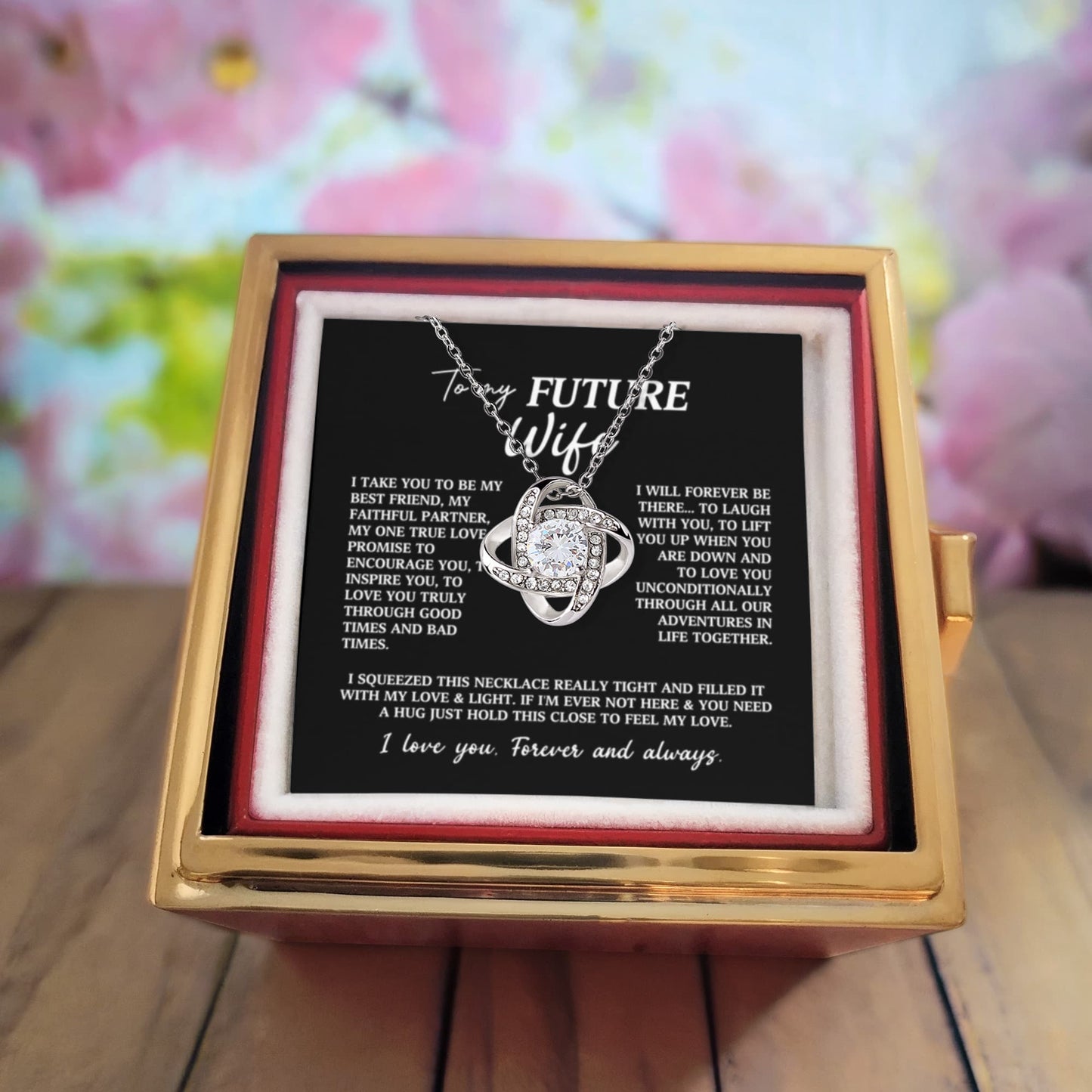 To My Fiancé Preserved Rose and Necklace Gift Set