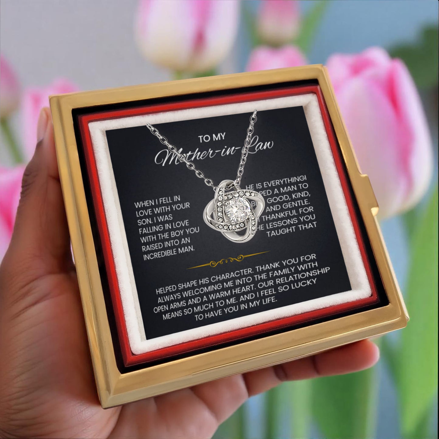 To My Mother in Law  necklace Rotating Rose Box