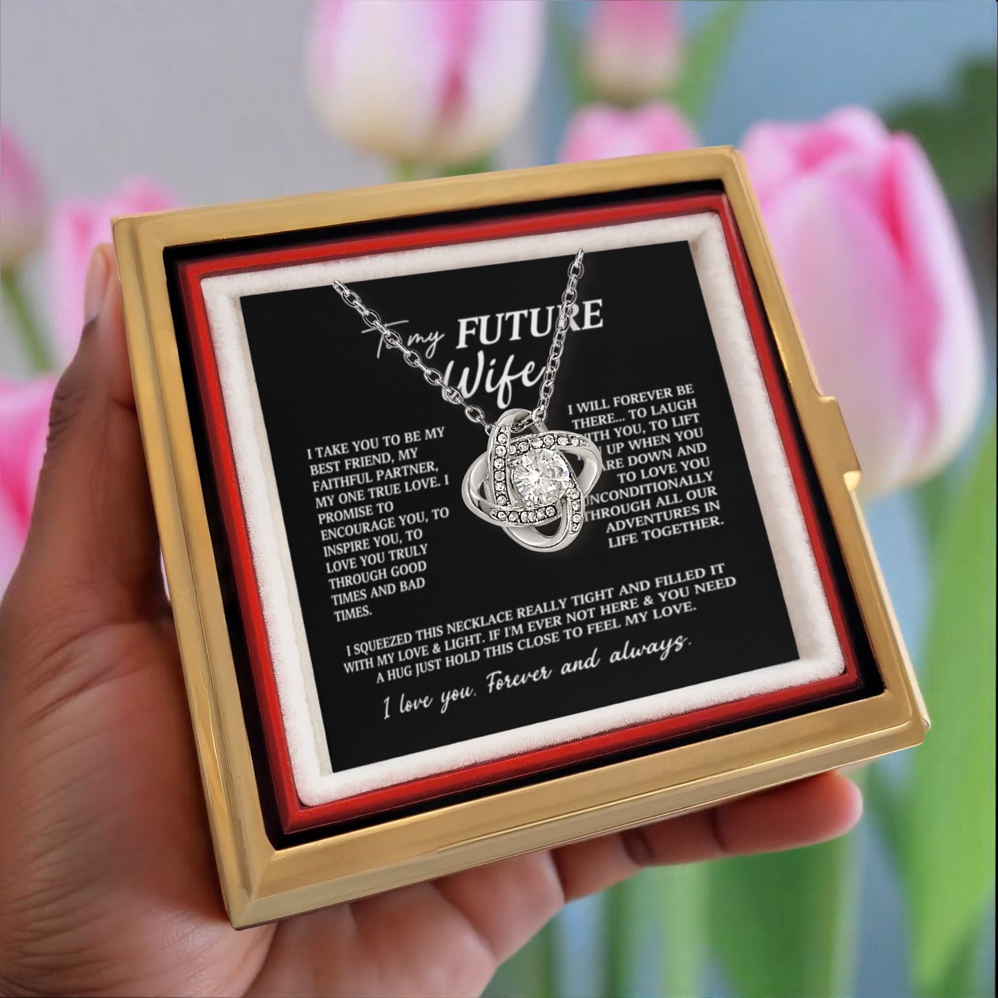To My Fiancé Preserved Rose and Necklace Gift Set