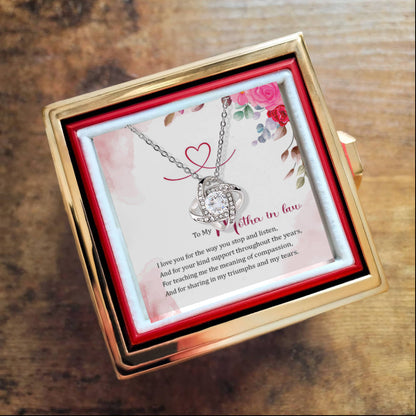 To my Mother in Law Rotating Rose Box and Love Knot Necklace