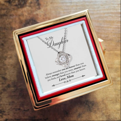 Mom to DaughterRotating Rose Box with Love Knot Necklace
