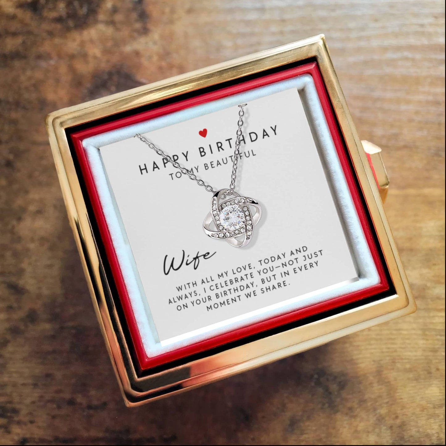 Birthday Gift for WIfe -Rotating Rose Box Necklace Set