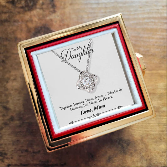 Mother to daughter Rotating Rose Box with Love Knot Necklace