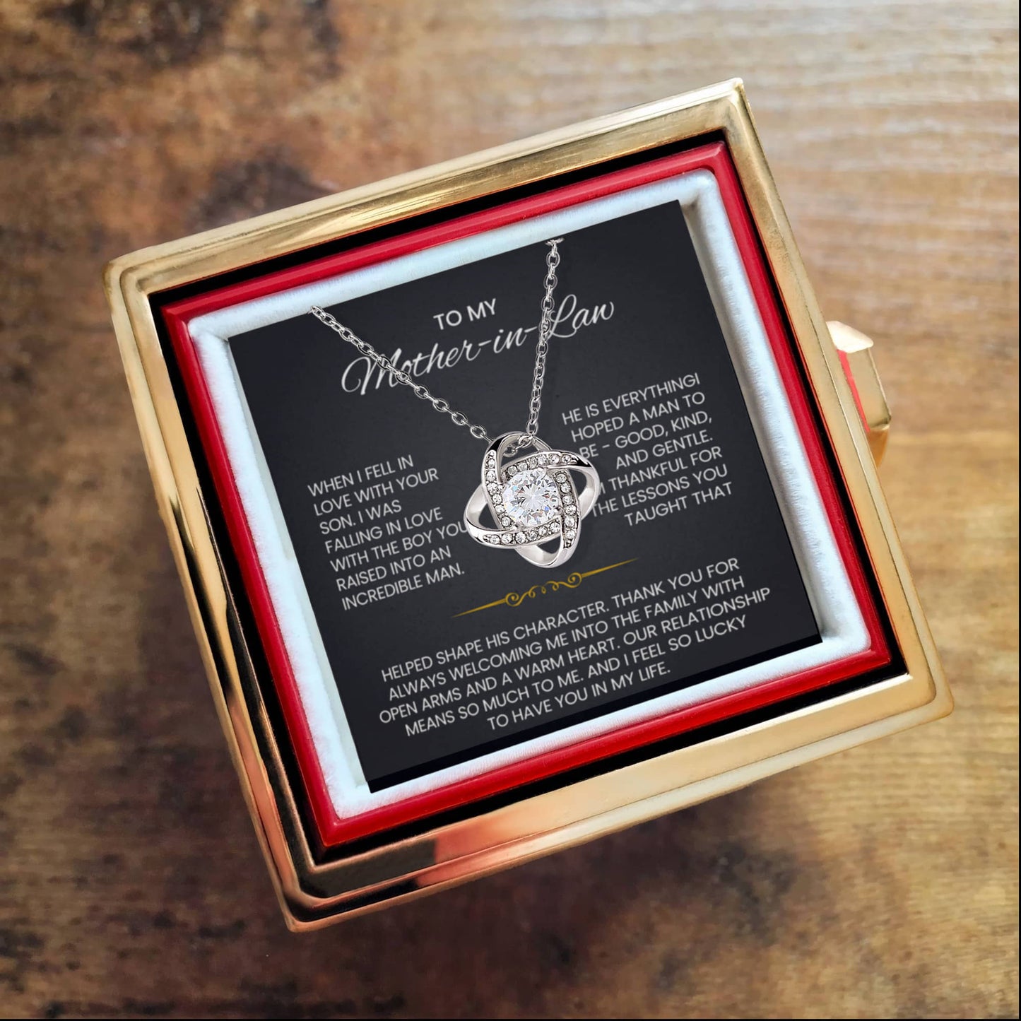 To My Mother in Law  necklace Rotating Rose Box