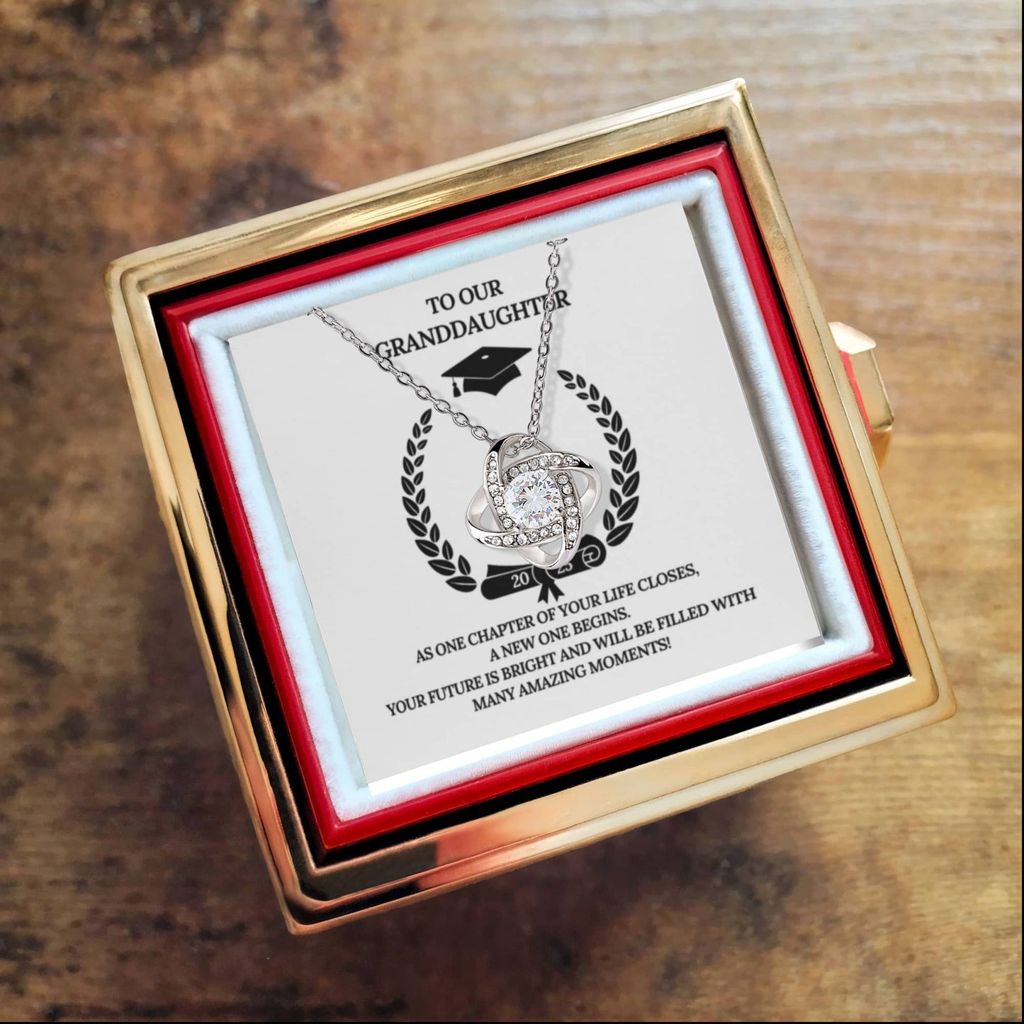 Granddaughter Graduation Gift Set - Necklace & Preserved Rose