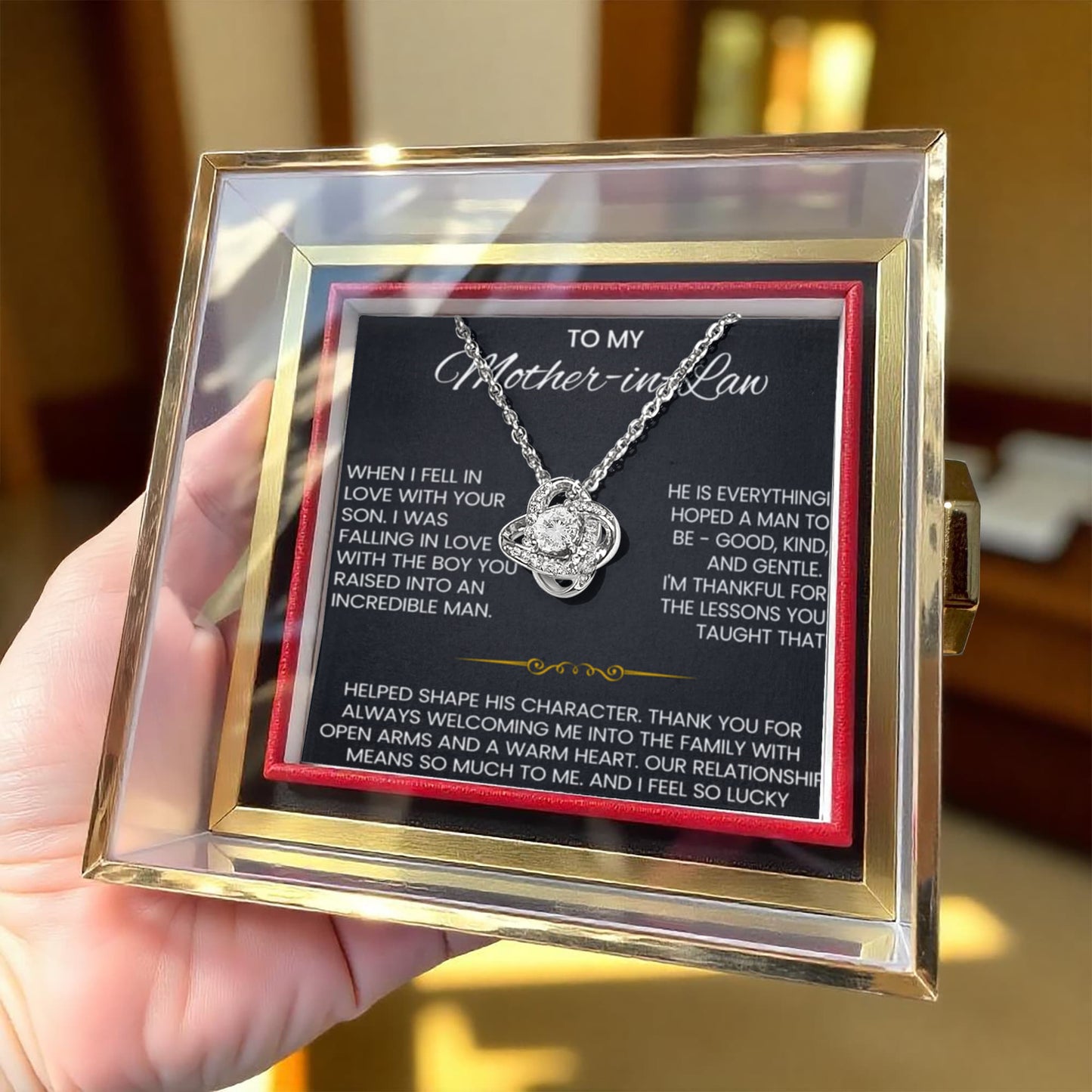 To My Mother in Law  necklace Rotating Rose Box