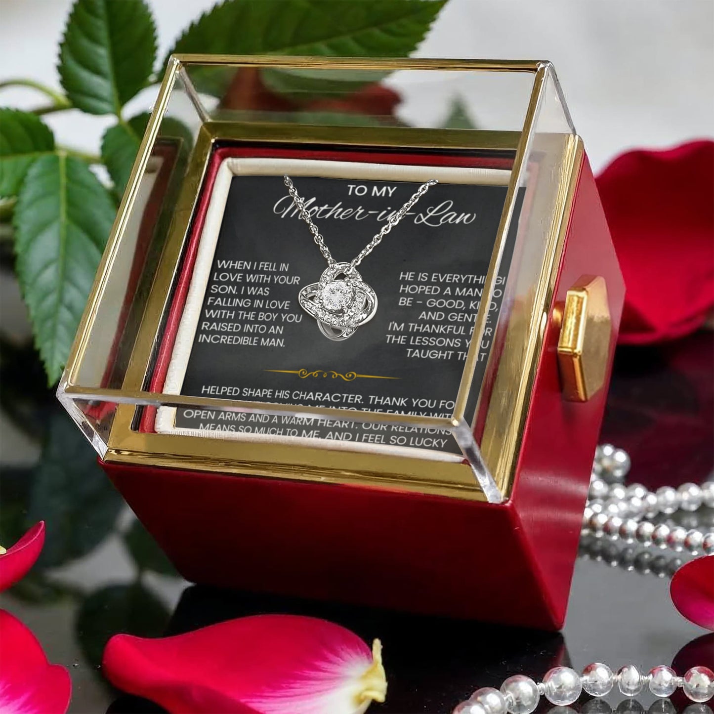 To My Mother in Law  necklace Rotating Rose Box