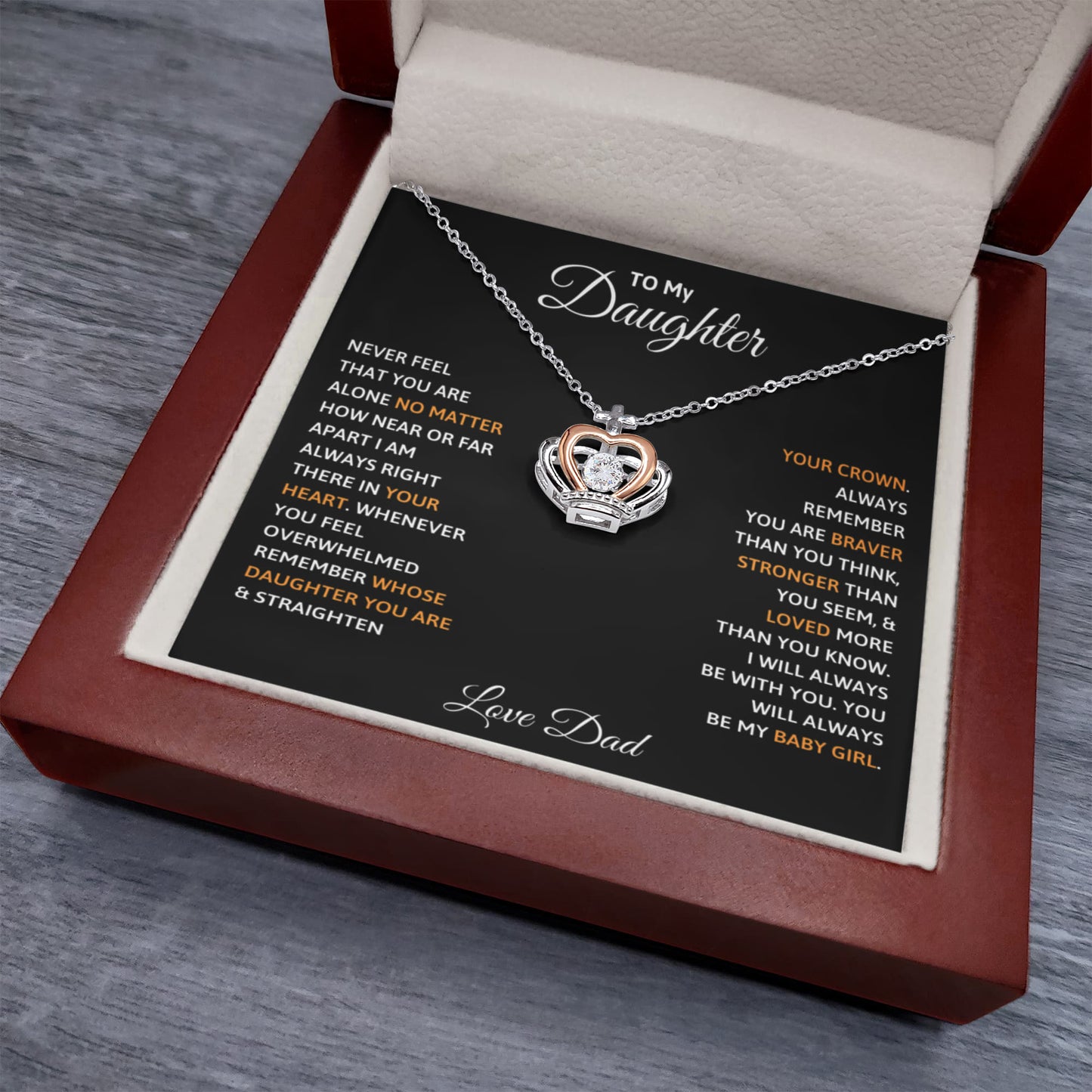 Daughter Crown Necklace From Dad
