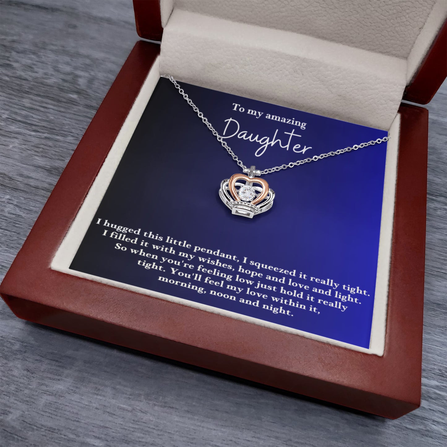 To My Daughter Rose Gold Crown Necklace