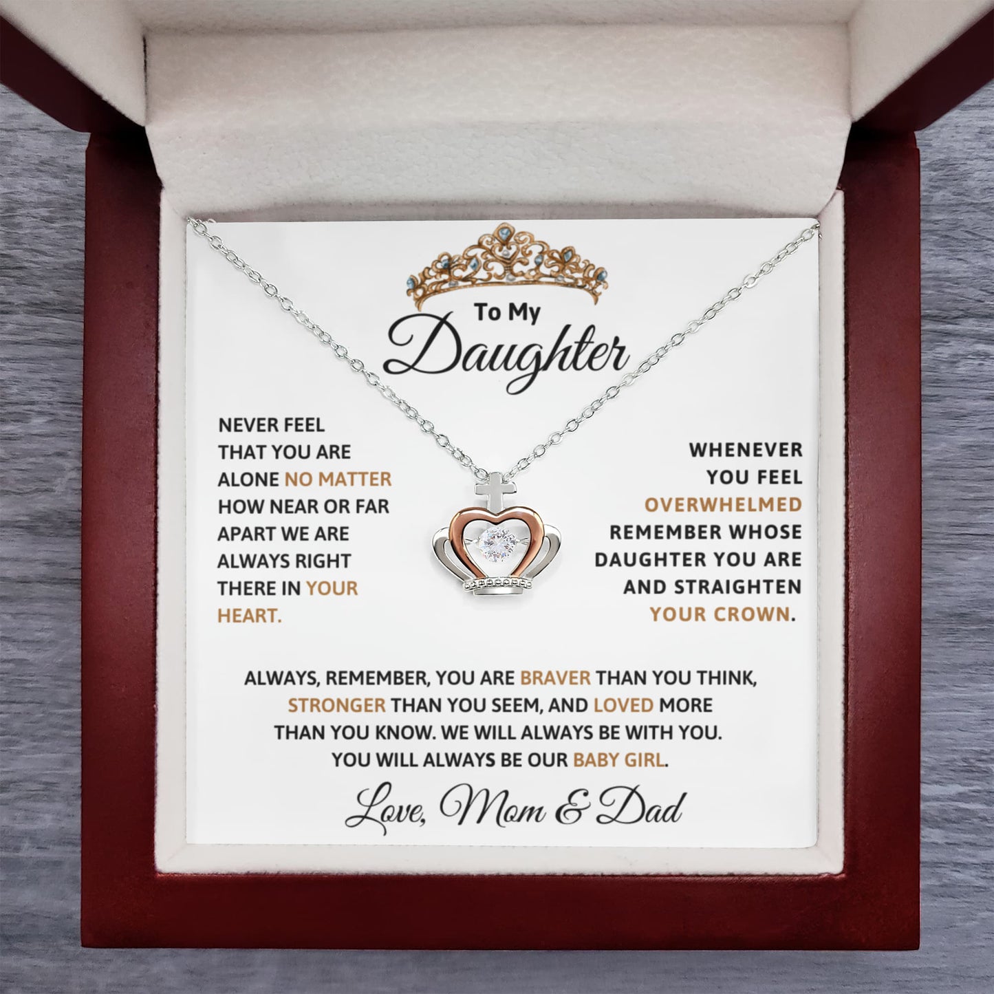 To My Daughter Crown Necklace -Quinceañera Birthday Gift