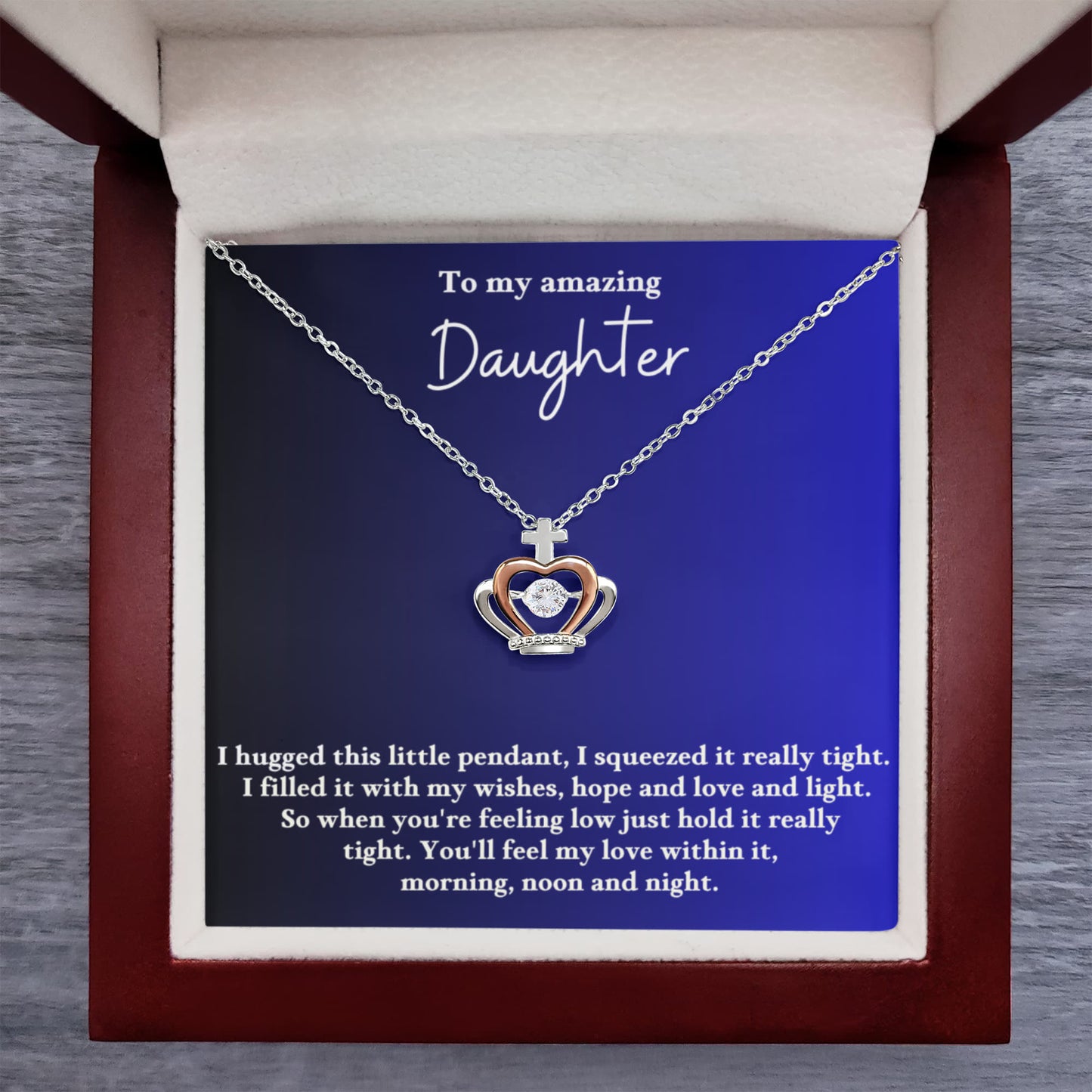 To My Daughter Rose Gold Crown Necklace