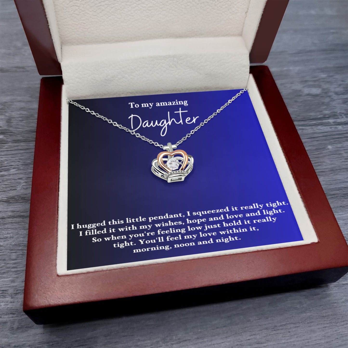 To My Daughter Rose Gold Crown Necklace