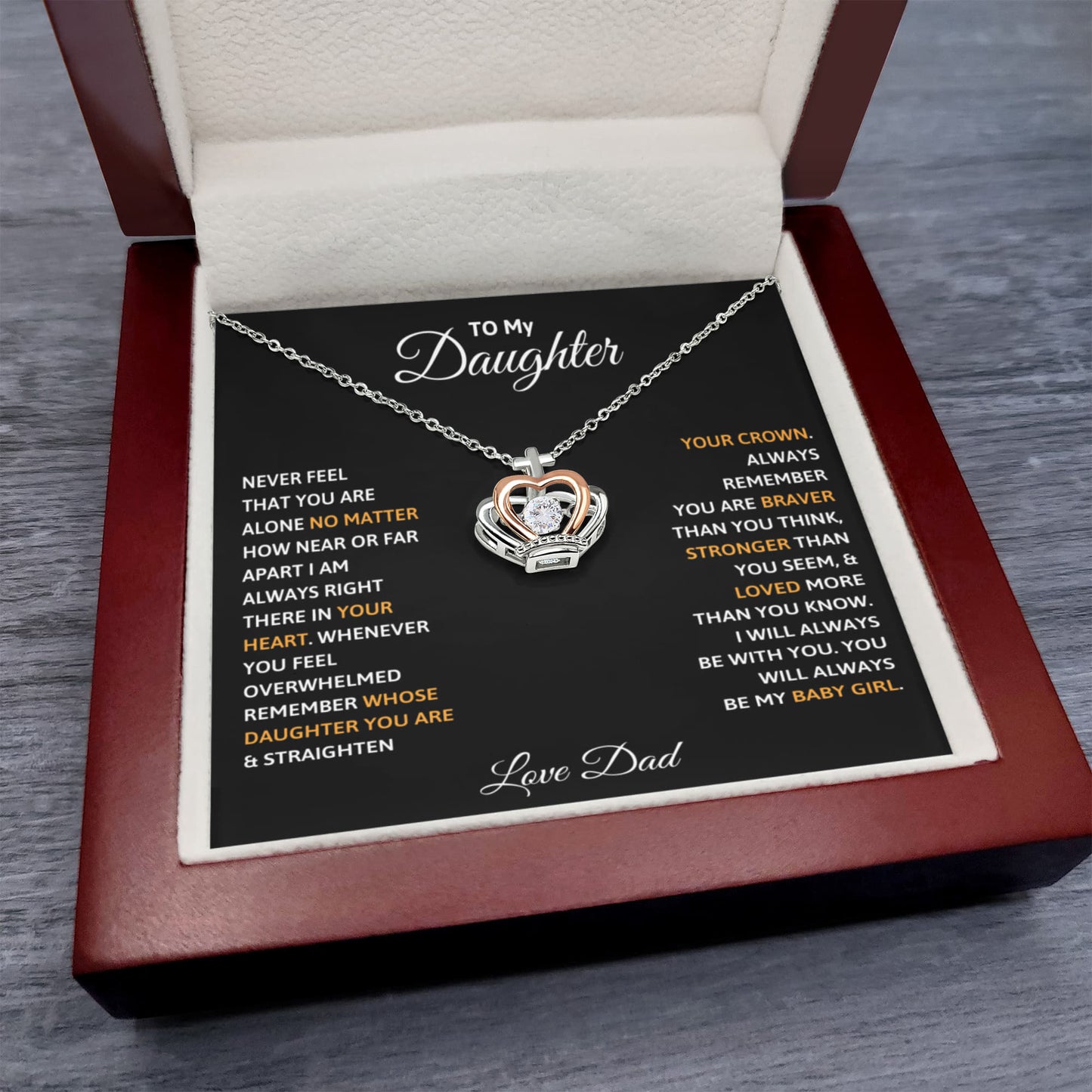 Daughter Crown Necklace From Dad