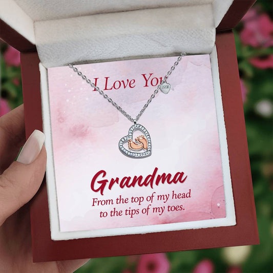 New Grandma Baby Feet Necklace Pregnancy Reveal