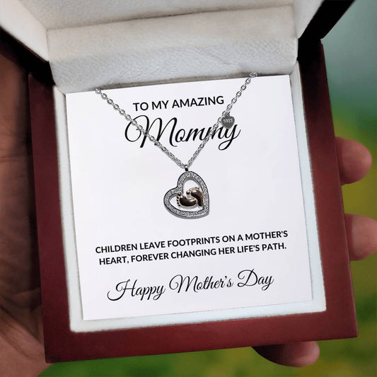 Mommy To Be 925 Sterling Silver Rose Gold Baby Feet Necklace