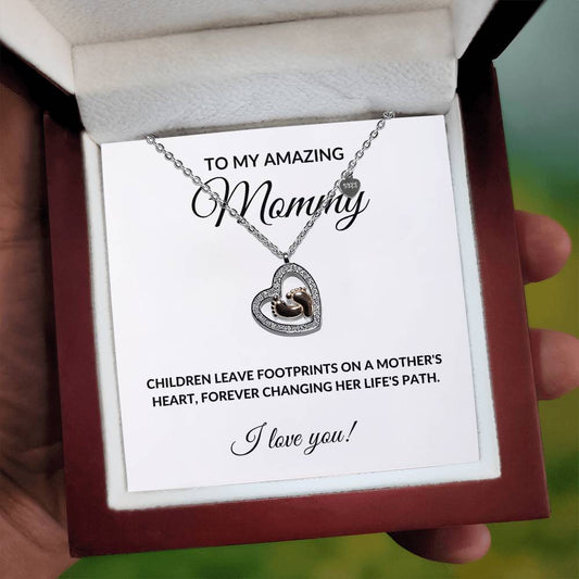 Mommy To Be 925 Sterling Silver Rose Gold Baby Feet Necklace