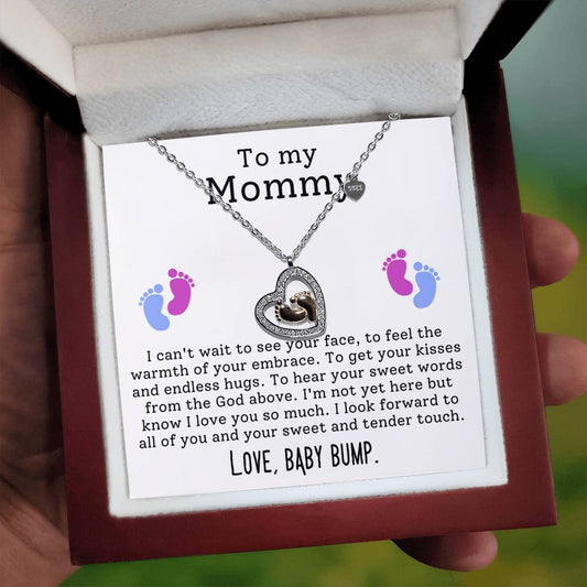 Mommy To Be 925 Sterling Silver Rose Gold Baby Feet Necklace