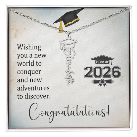 Class of 2026 Graduation Cap Name Necklace