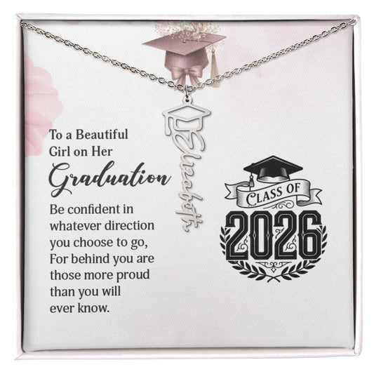 Class of 2026 Graduation Cap Name Necklace