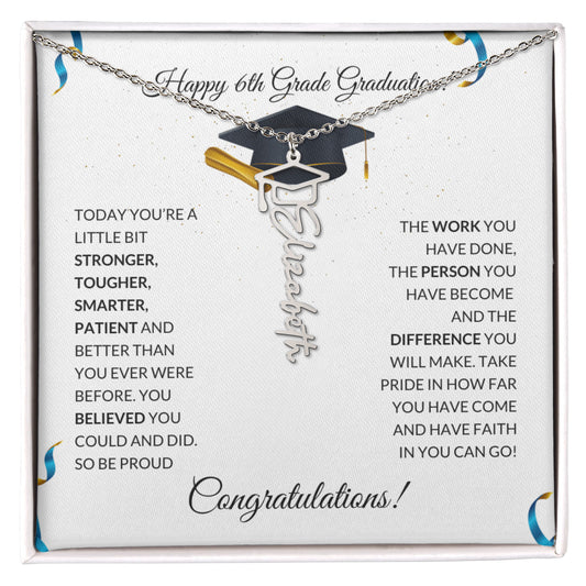 6th Grade Graduation Cap Name Necklace