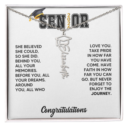Class of 2026 Graduation Cap Name Necklace