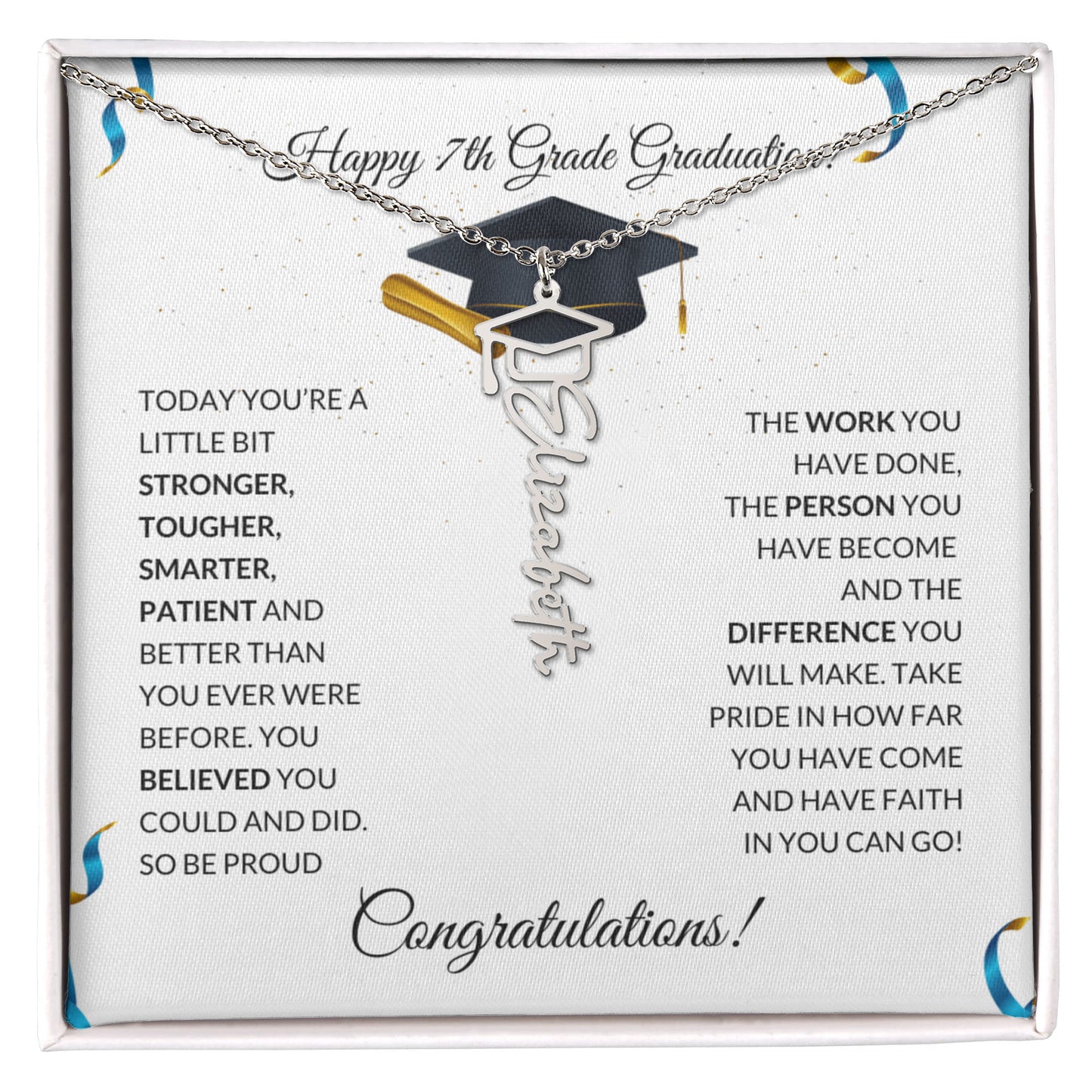 7th Grade Graduation Cap Name Necklace
