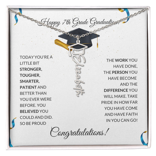 7th Grade Graduation Cap Name Necklace