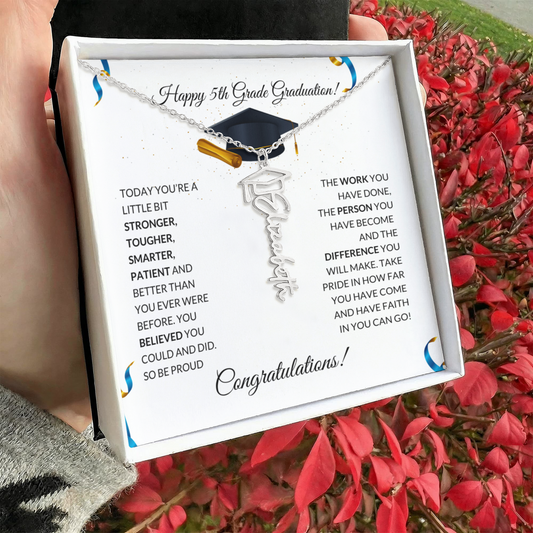 5th Grade Graduation Cap Name Necklace