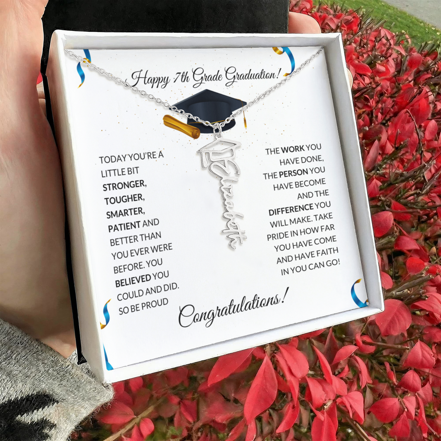 7th Grade Graduation Cap Name Necklace