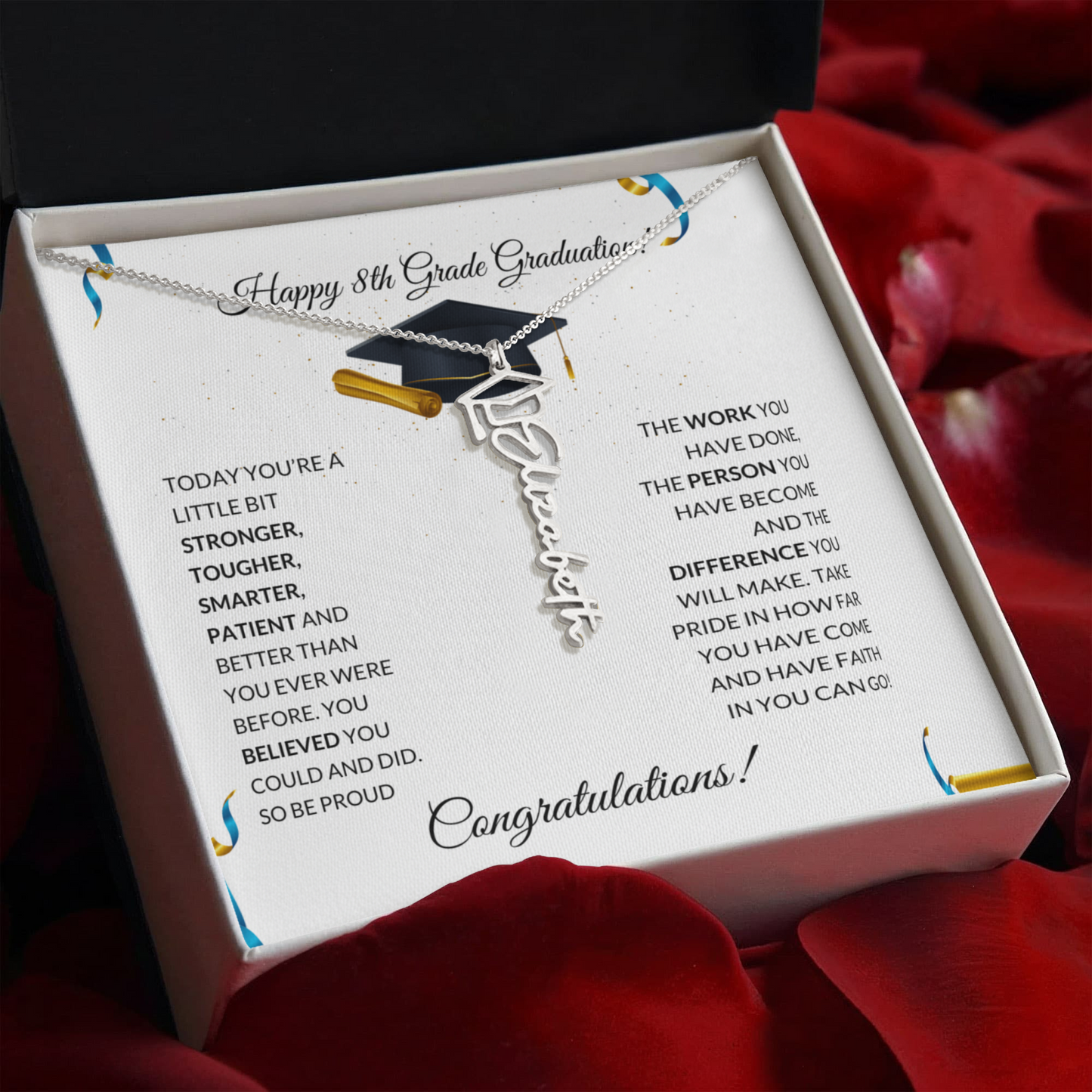 8th Grade Graduation Cap Name Necklace