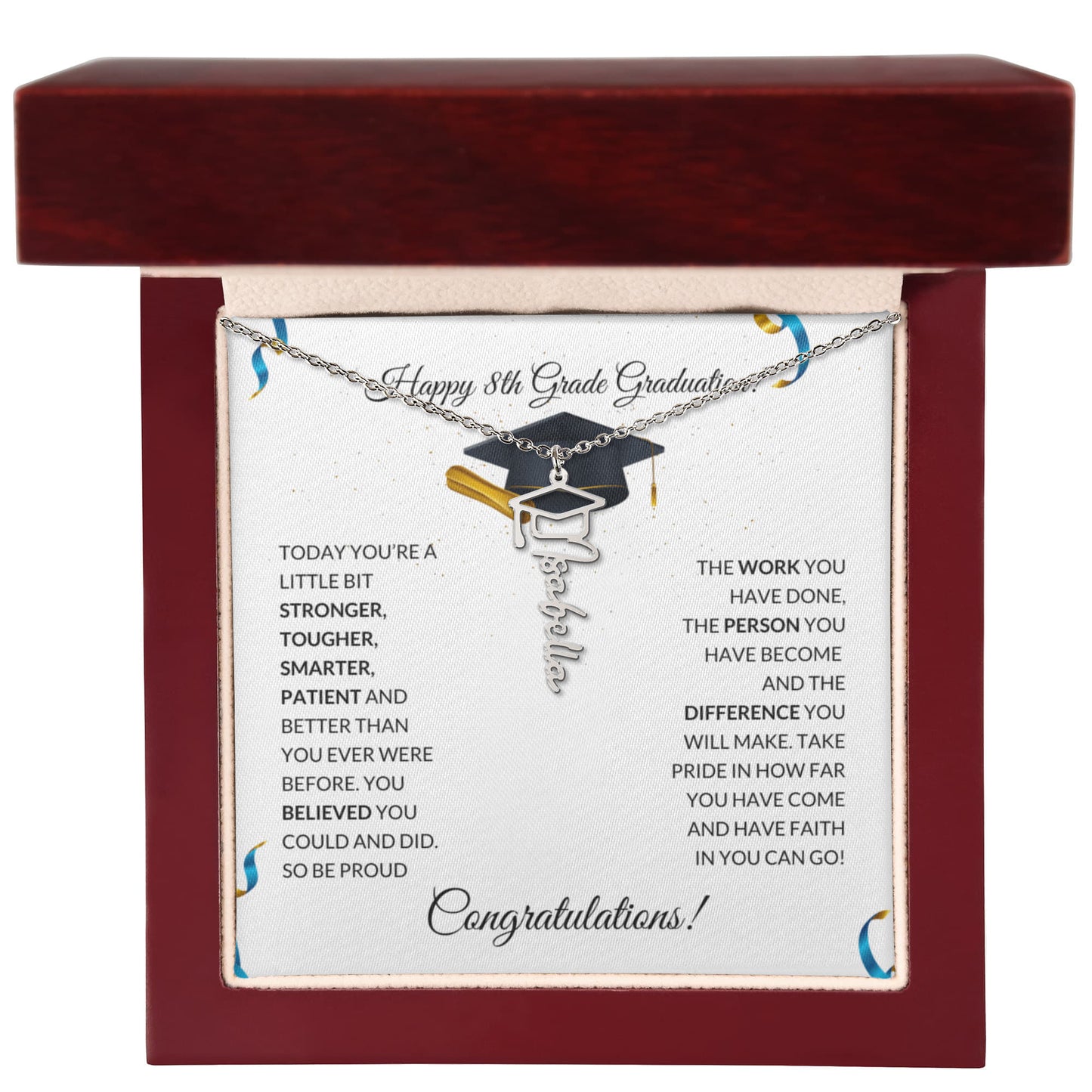 8th Grade Graduation Cap Name Necklace