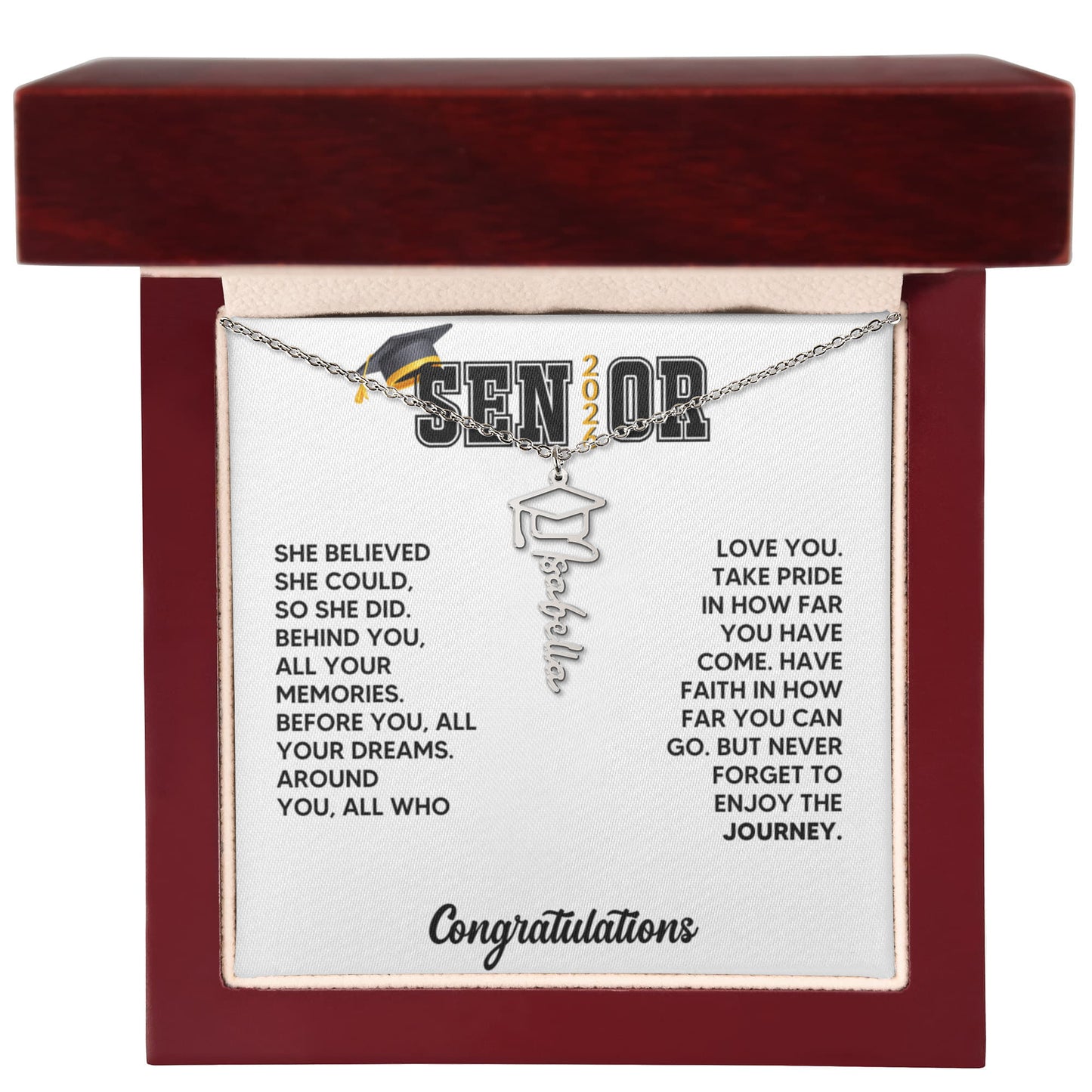 Class of 2026 Graduation Cap Name Necklace
