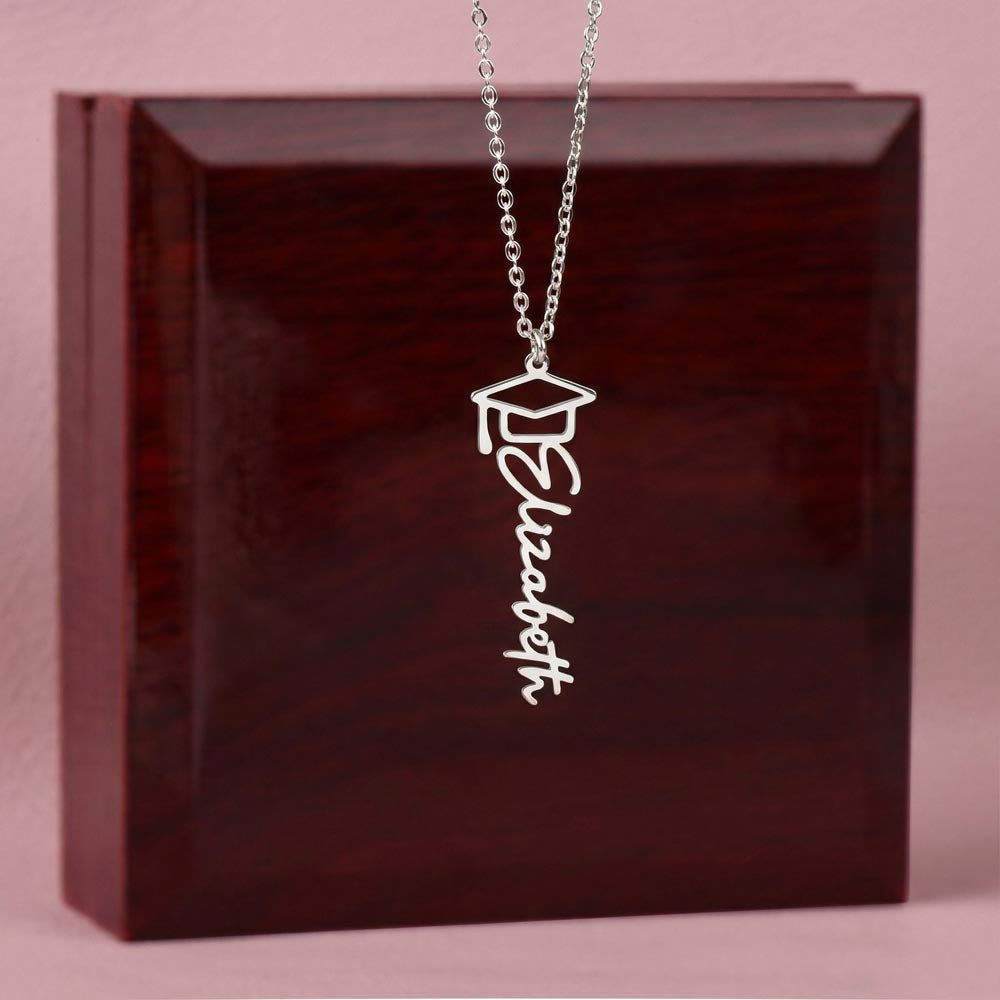 Class of 2026 Graduation Cap Name Necklace