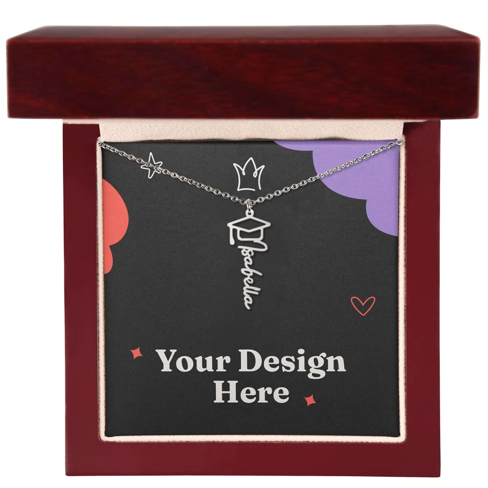 First Day Of Senior Year Graduation Cap Name Necklace - Class of 2027