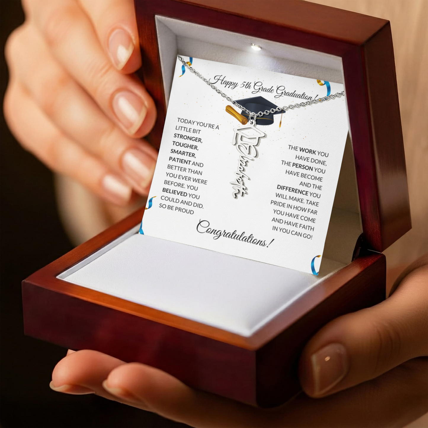 5th Grade Graduation Cap Name Necklace
