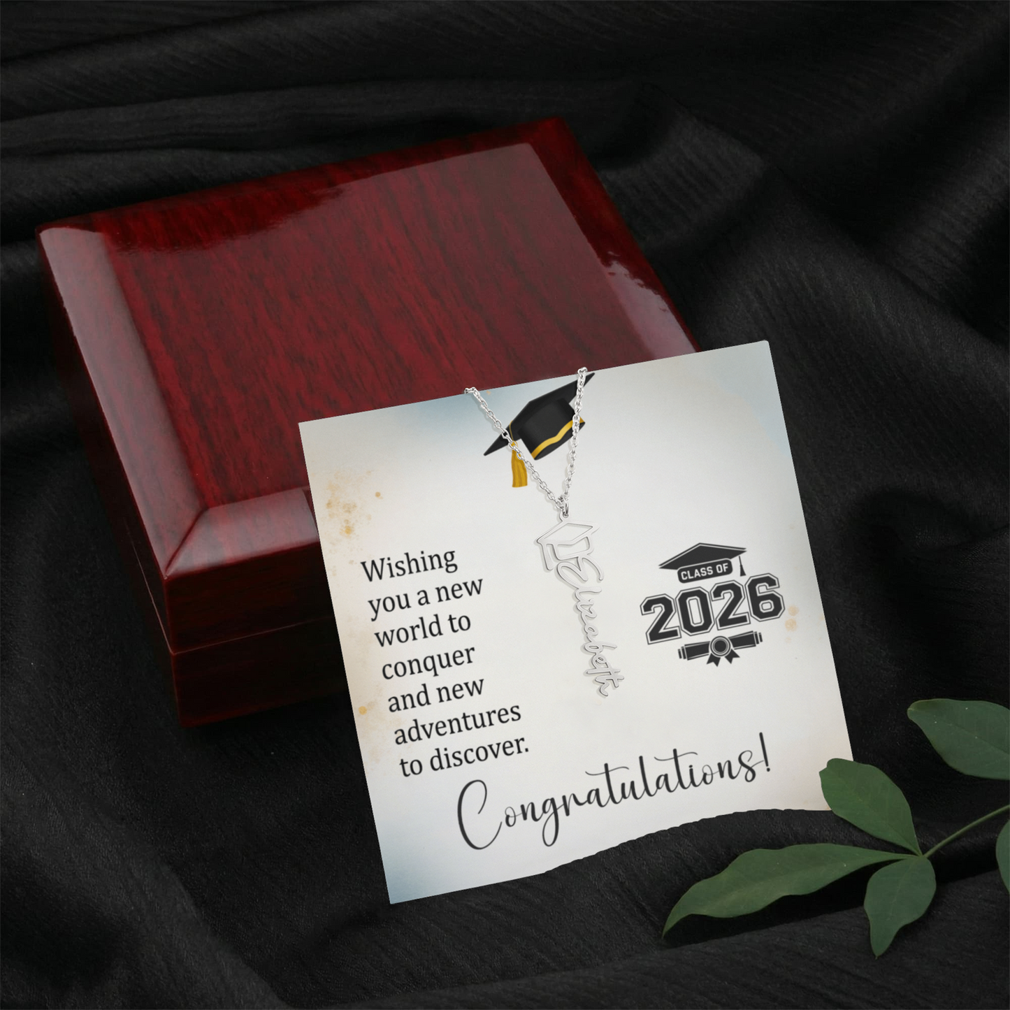 Class of 2026 Graduation Cap Name Necklace