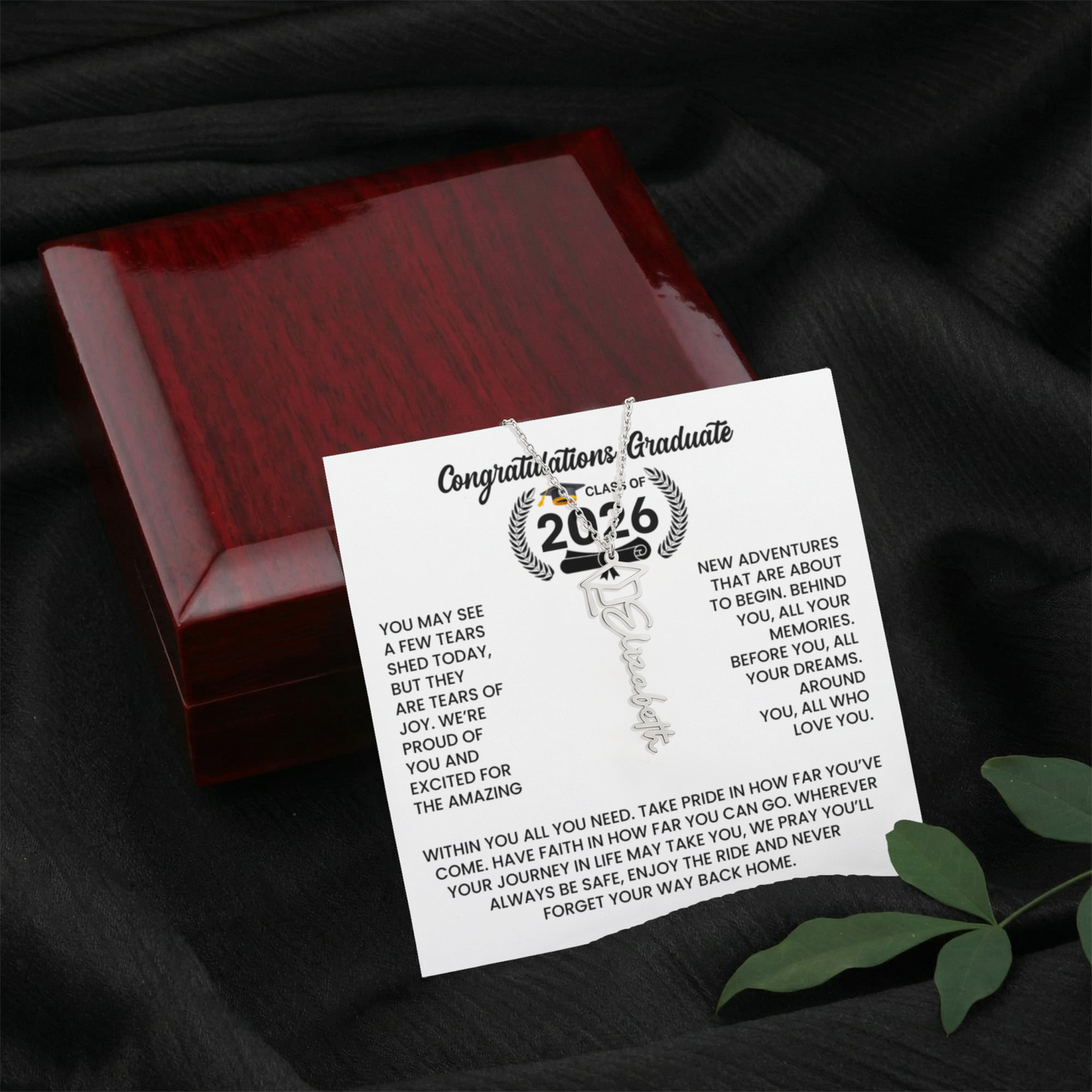 Class of 2026 Graduation Cap Name Necklace
