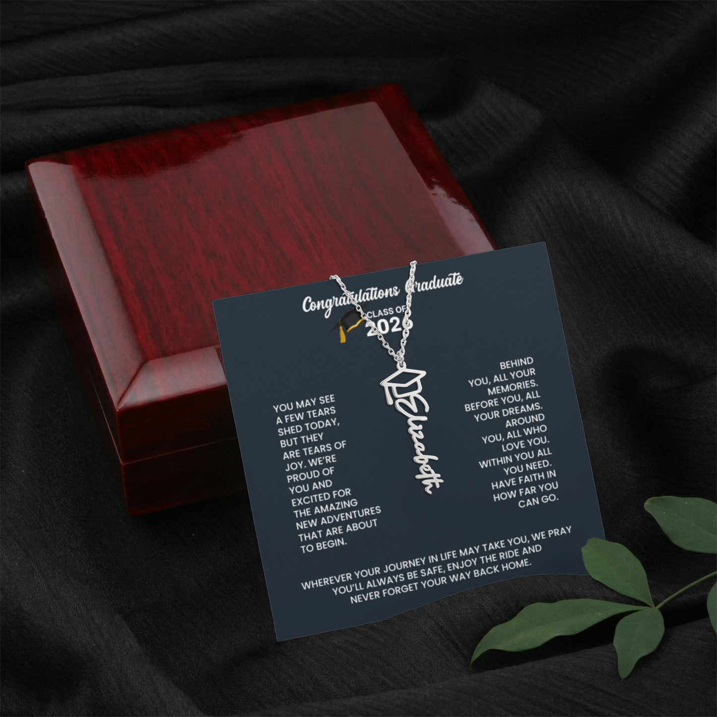 Class of 2026 Graduation Cap Name Necklace