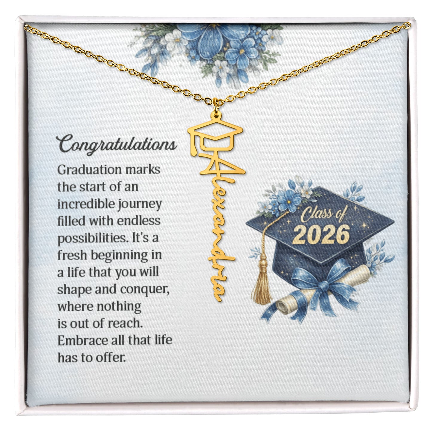 Class of 2026 Graduation Name Necklace