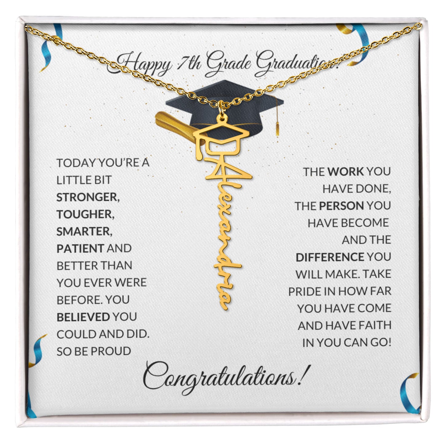 7th Grade Graduation Cap Name Necklace