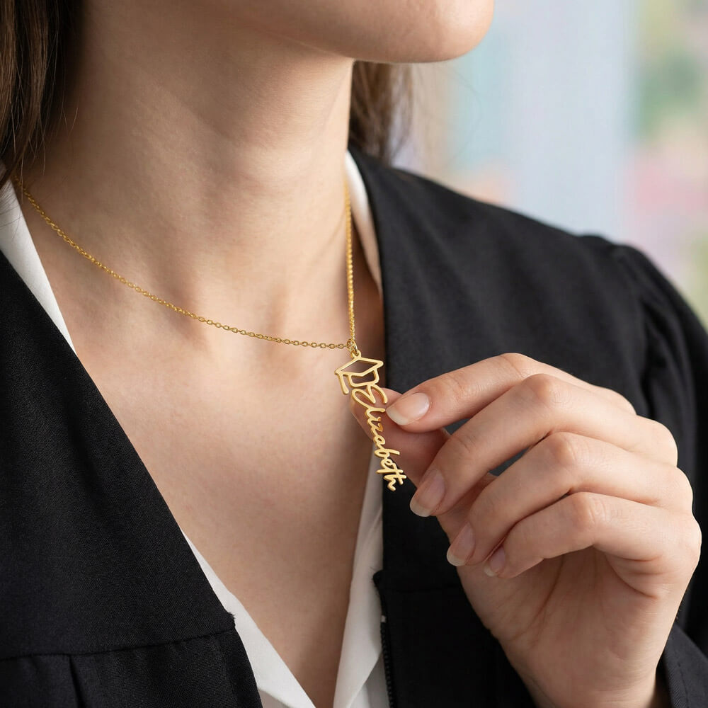 Class of 2026 Graduation Cap Name Necklace