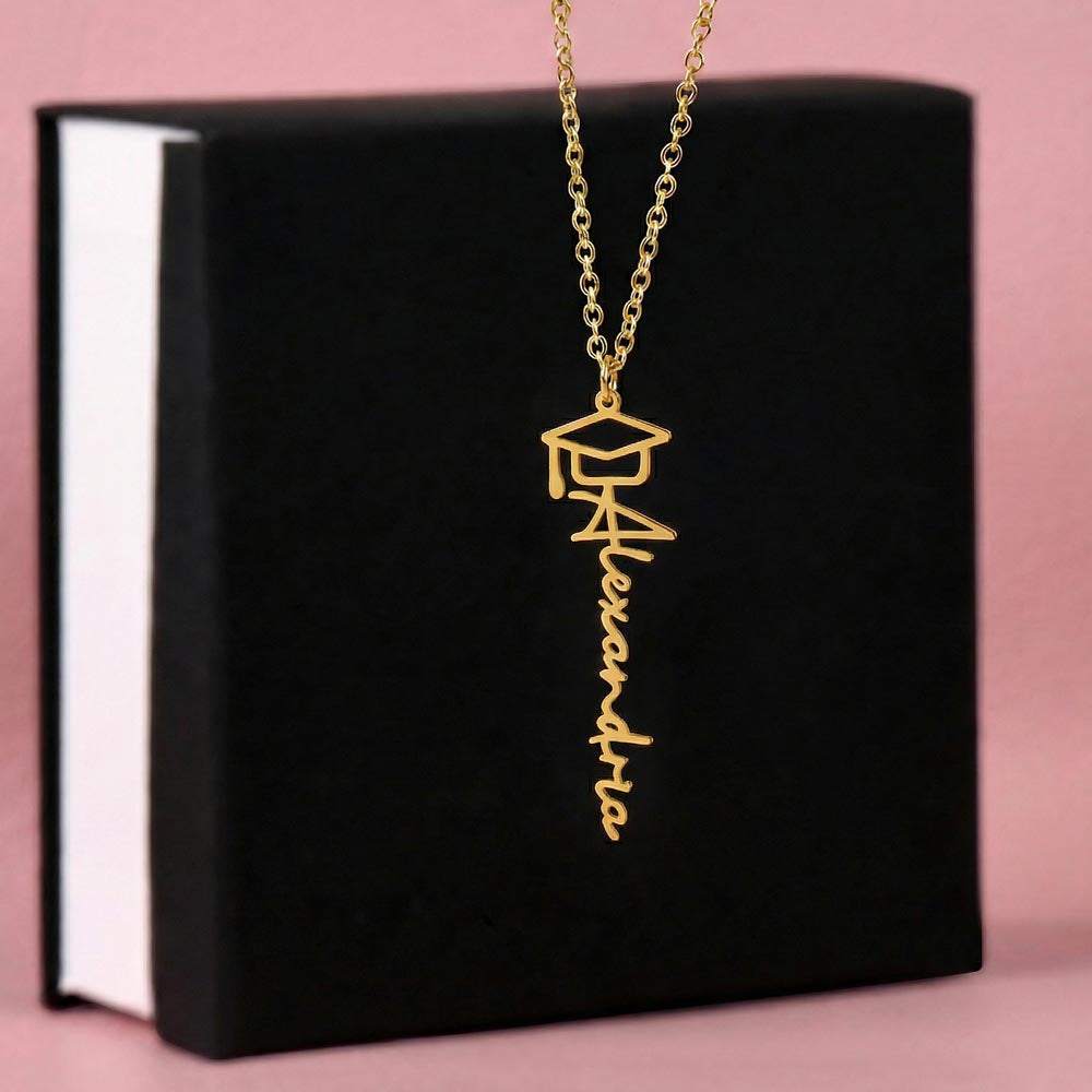 Class of 2026 Graduation Cap Name Necklace