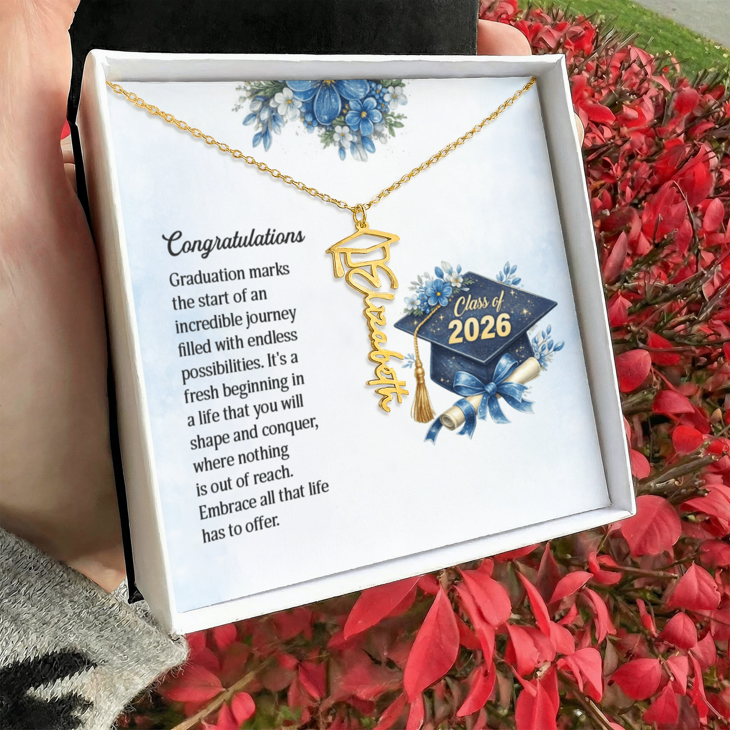Class of 2026 Graduation Name Necklace