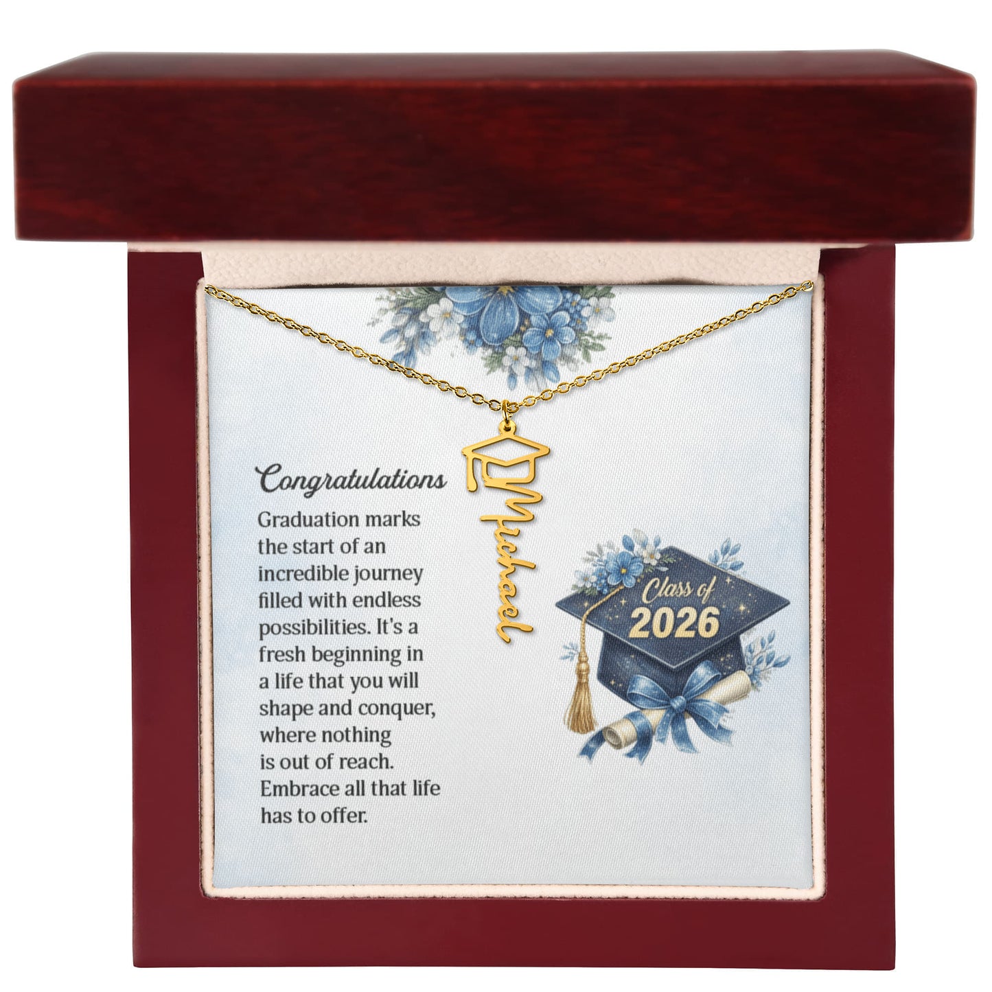 Class of 2026 Graduation Name Necklace