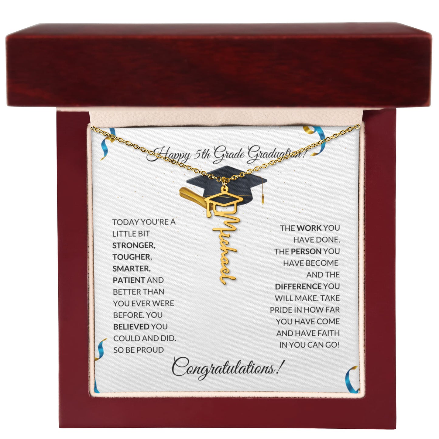 5th Grade Graduation Cap Name Necklace