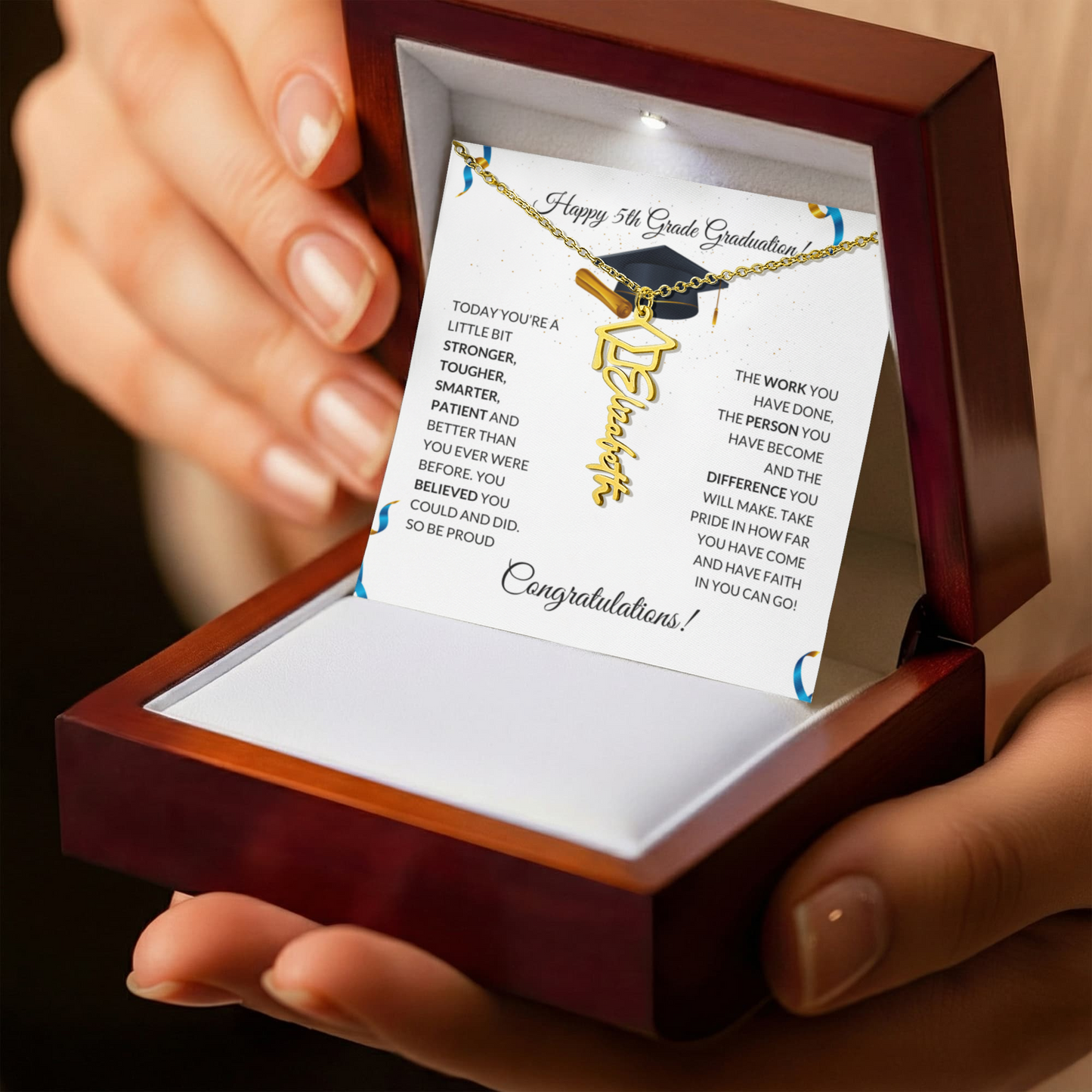 5th Grade Graduation Cap Name Necklace