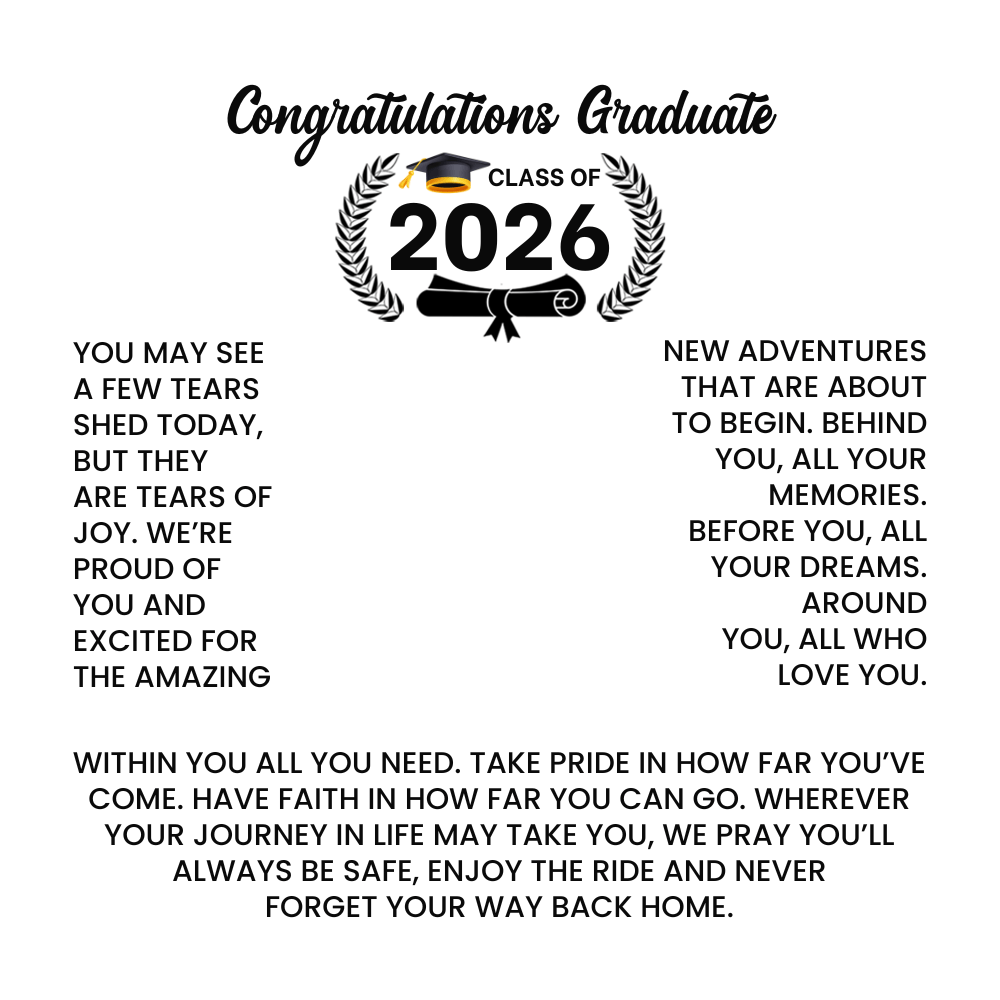 Class of 2026 Graduation Cap Name Necklace