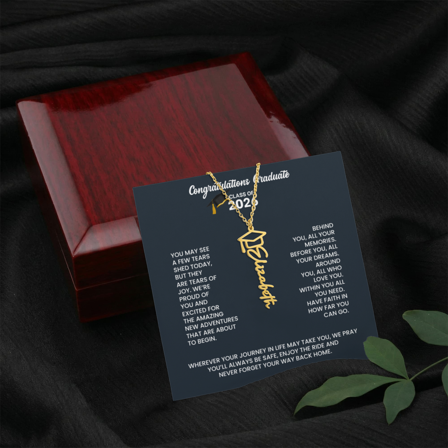 Class of 2026 Graduation Cap Name Necklace