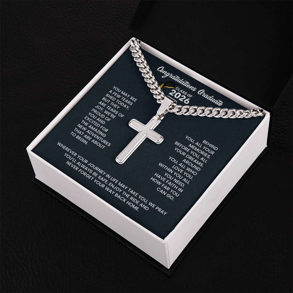 Class of 2026 Personalized Engraved Cross Necklace Gift