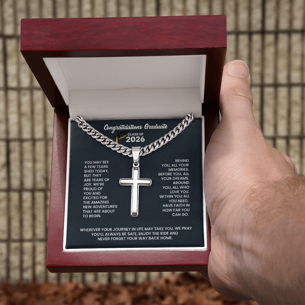 Class of 2026 Personalized Engraved Cross Necklace Gift